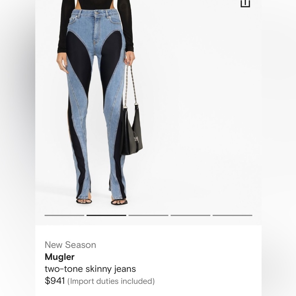 Black and light wash mugler denim